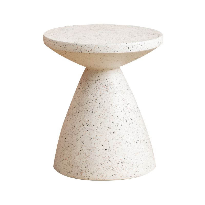 White Sofa Side Accent Table Round and Cone Shape Corner Table