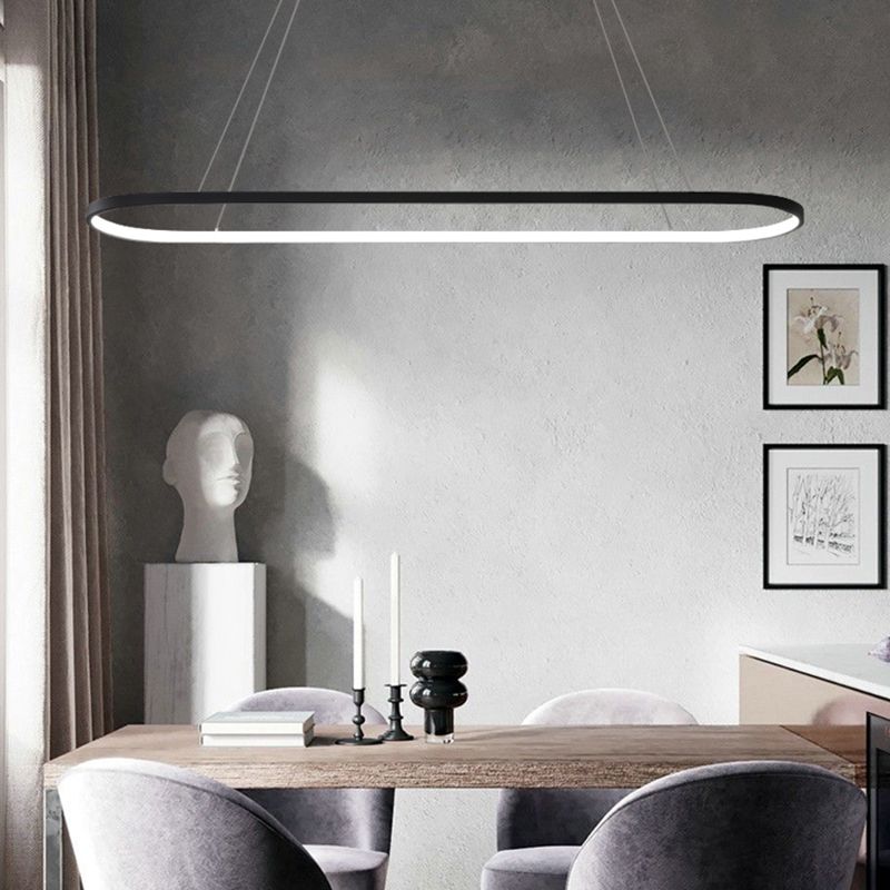 Contemporary Linear Shape Pendant Lighting Fixture Metal 1 Light Island Pendant Light