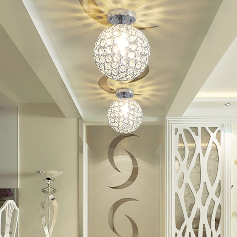 Lámpara de techo esférica Simplicity, luz empotrada para pasillo de 1 luz de cristal