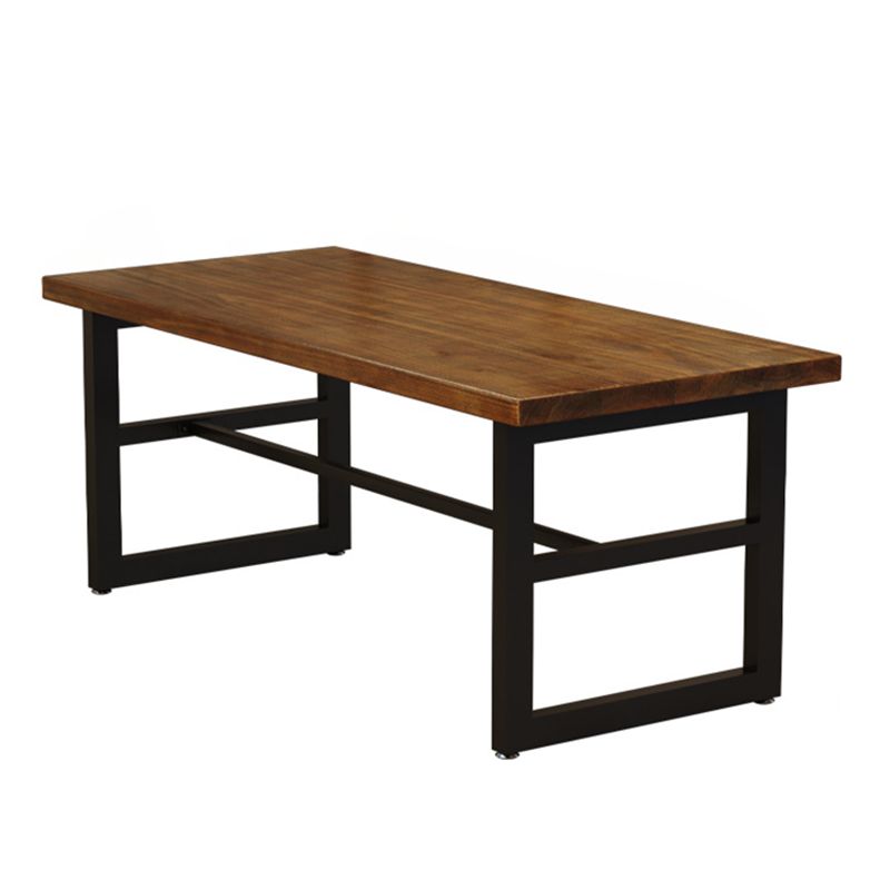 Industrial Dining Table Pine Solid Wood Table with Black Trestle Base for Dining Room