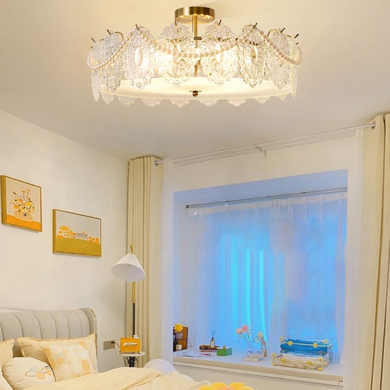 Contemporary Ceiling Light Creative Flush Mount Ceiling Light Fixture with Glass Shade