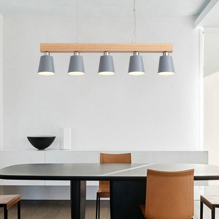 Apparecchi di illuminazione per isola moderna del soffitto lineare in legno per sala da pranzo