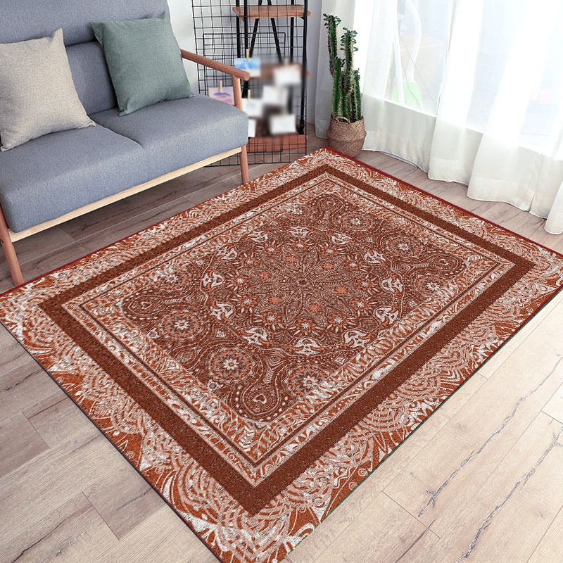 Nostalgia Tribal Pattern Area Rug Polyester Carpet Pet Friendly Indoor Carpet for Home Decoration