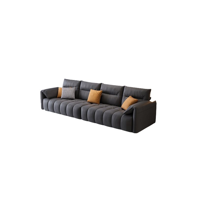 Dark Gray Cushion Back Contemporary Removable Cushions L-Shape Sofa & Chaise