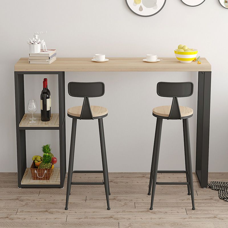 Glam Pub Height Dining Table Wooden Top Pub Table for Patio Use