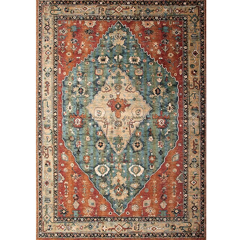 Special Vintage Rug Orange Graphic Area Rug Non-Slip Backing Rug for Drawing Room