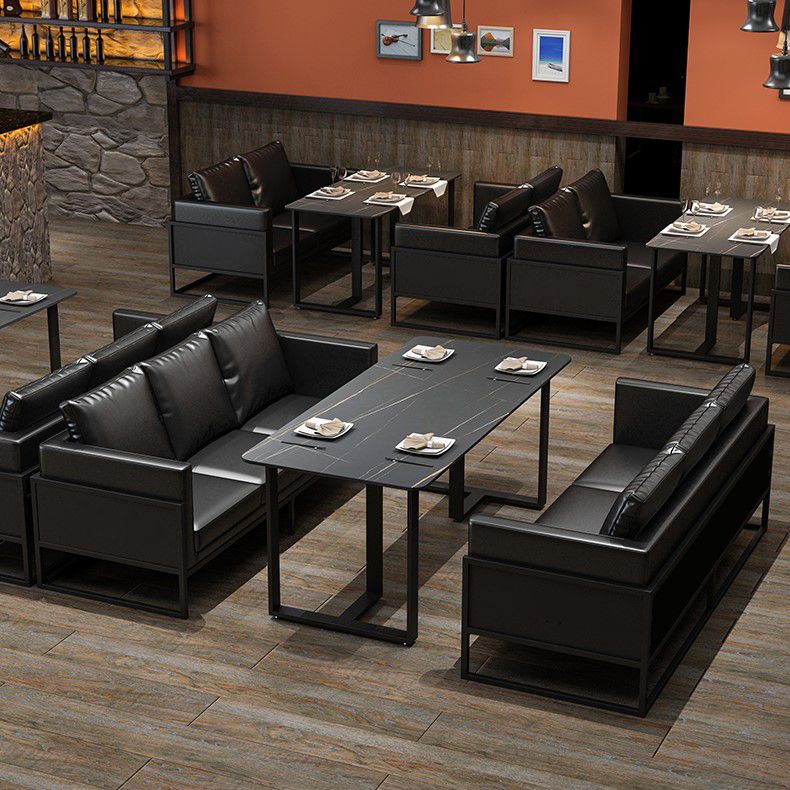 Stone Double Pedestal Table Industrial Style Dining Table for Dinner Kitchen Home