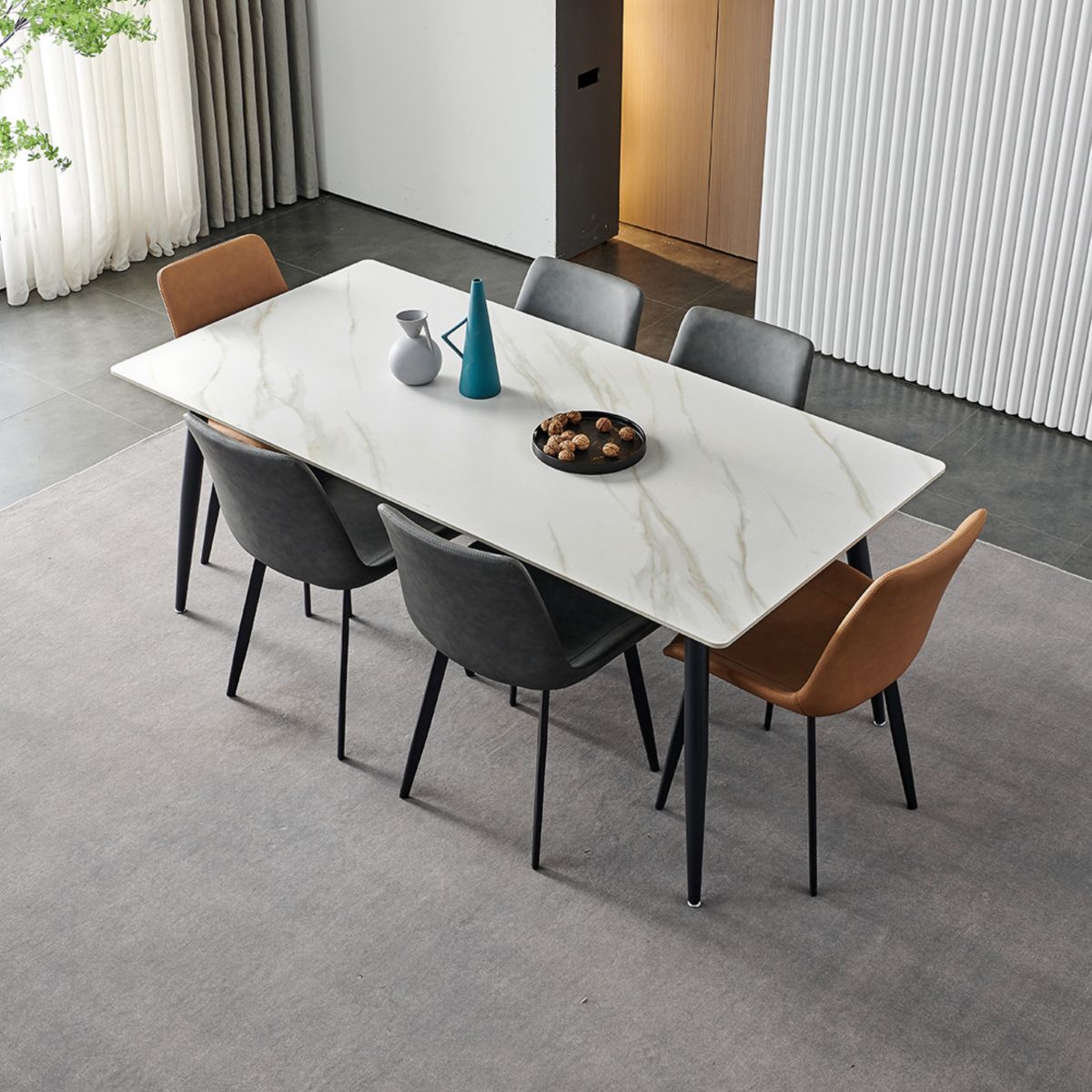 Contemporary Rectangle 4-foot Home Furniture Stone Dining Room Collection