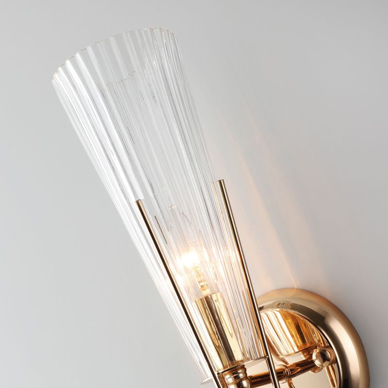 Black/Brass Torch Sconce Lighting 1 Light Modernism Metal and Clear Crystal Mini Wall Lamp