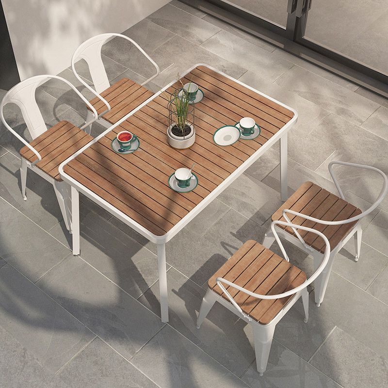 Mesa de comedor de madera maciza industrial Mesa de cocina en la naturaleza con metal 4 patas