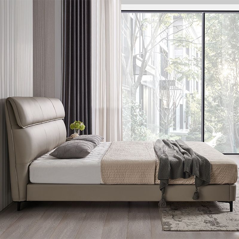 Contemporary Genuine Leather Mattress Included with Headboard Panel Bed