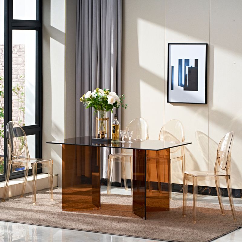 Rectangle Double Pedestal Home Furniture Clear Glass Dining Room Collection