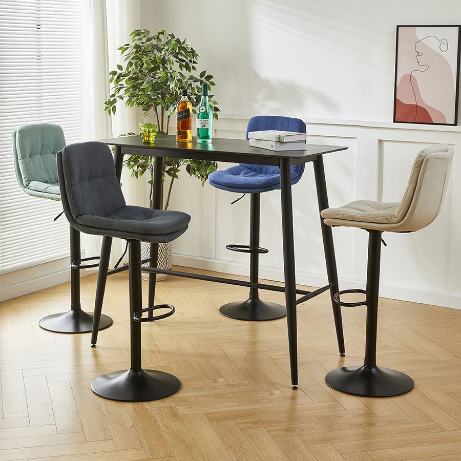 Modern Style Revolving Adjustable Upholstered Bar Stool with Metal Legs