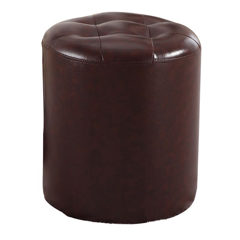 Round Genuine Leather Ottoman Standard Tufted Plain Water Resistant Modern Ottoman