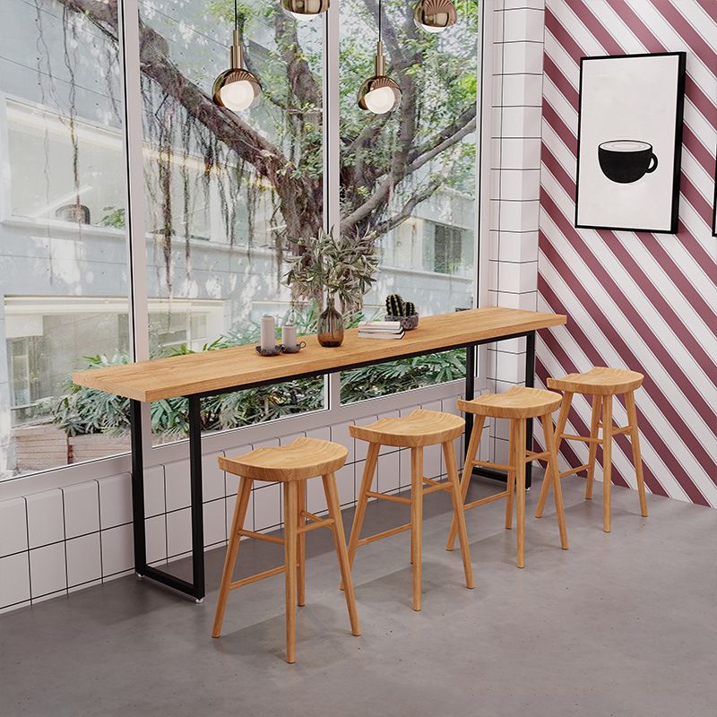 Industrial 1/2/5 Pieces Wooden Bar Table Set Rectangle Bar Table with High Wood Stools