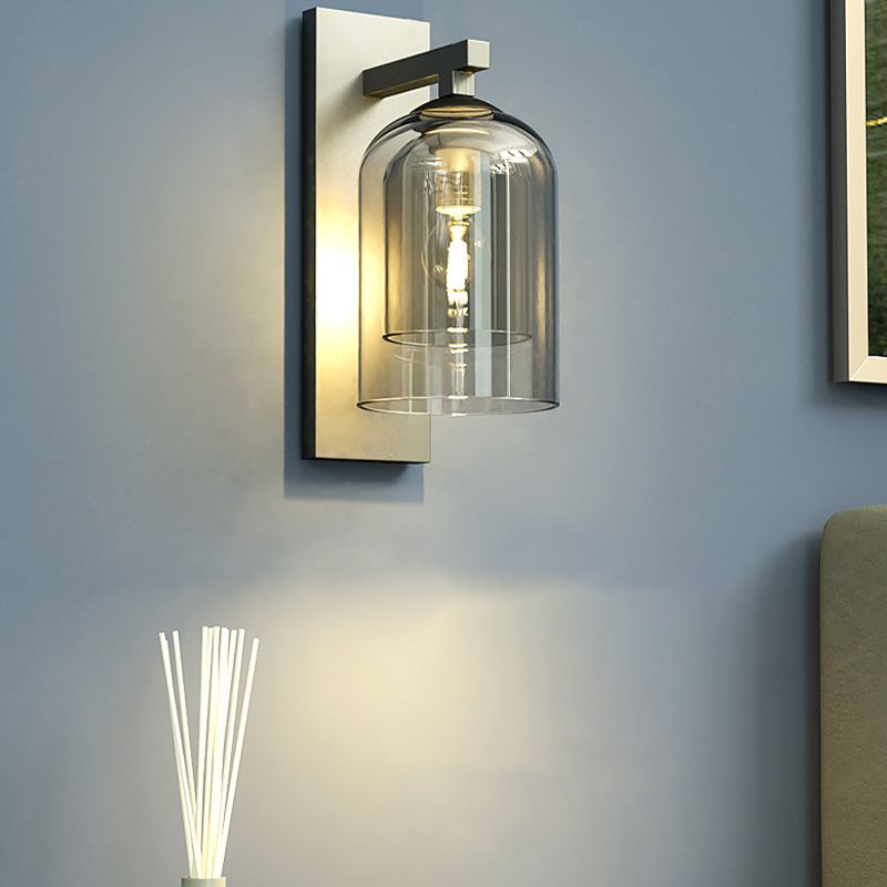 Single Contemporary Silver Glass Shape Unique Bathroom Vanity Light