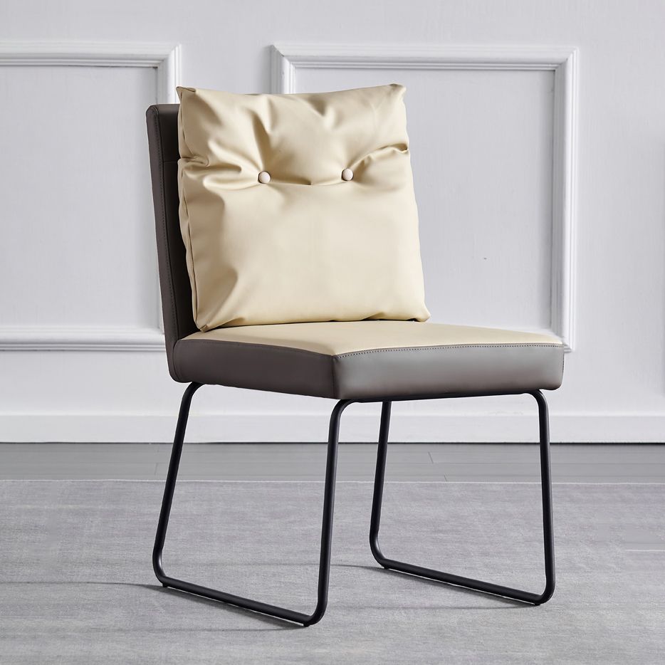 Modern Home Solid Back Chair Leather Matte Finish Dining Chair