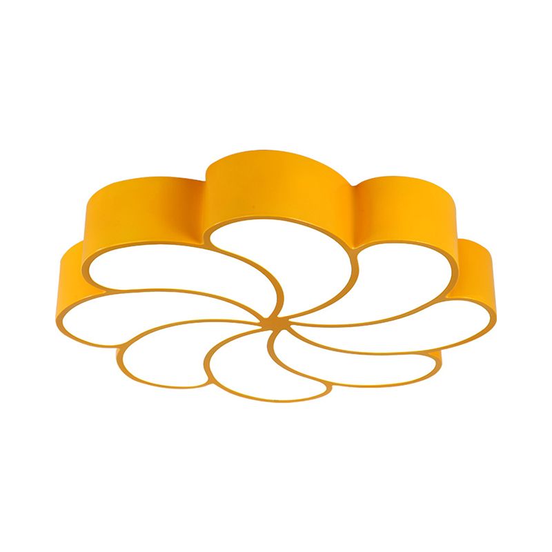 Acrylic Spiral Flower Flush Light Fixture Kids LED Flush Mount Lighting in Orange/Yellow