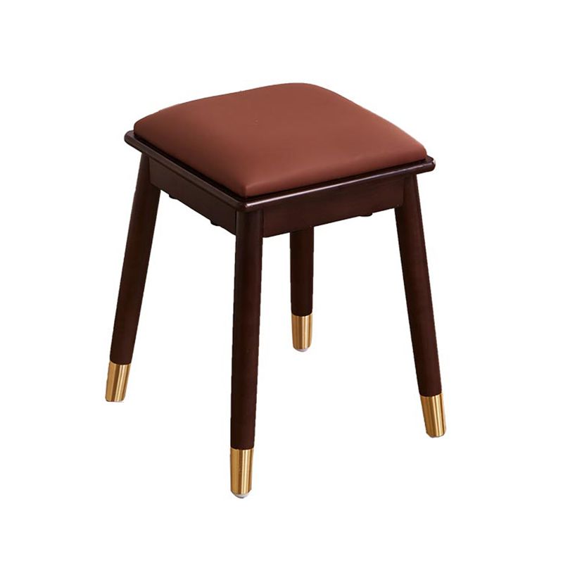 Glam Pouf Ottoman Faux Leather Upholstered Solid Wood Frame Square Ottoman