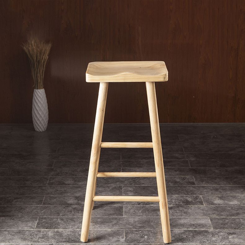 Industrial Bar and Counter Stool Natural Finish Stool with 4 Legs