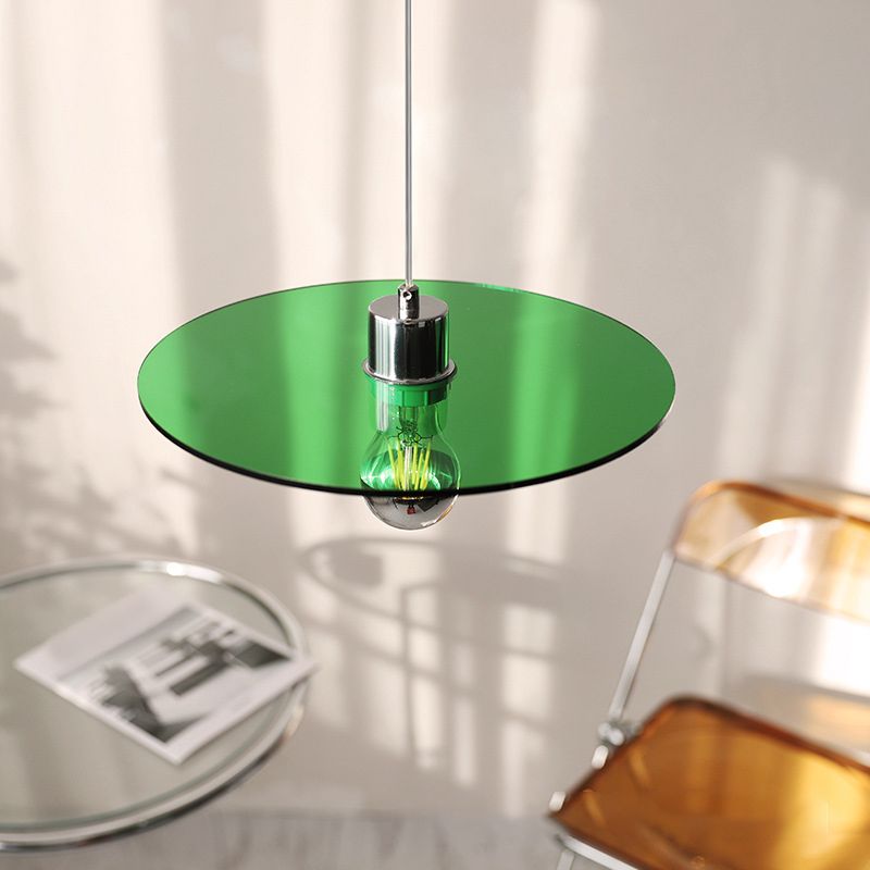 Circle Shape Hanging Lighting Modern Style Metal 1 Light Hanging Lamp for Bedside