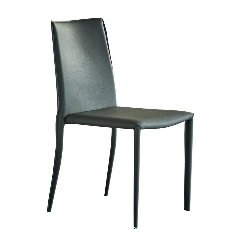 Modern Leather Side Chair Solid Back Dining Chair for Dining Room