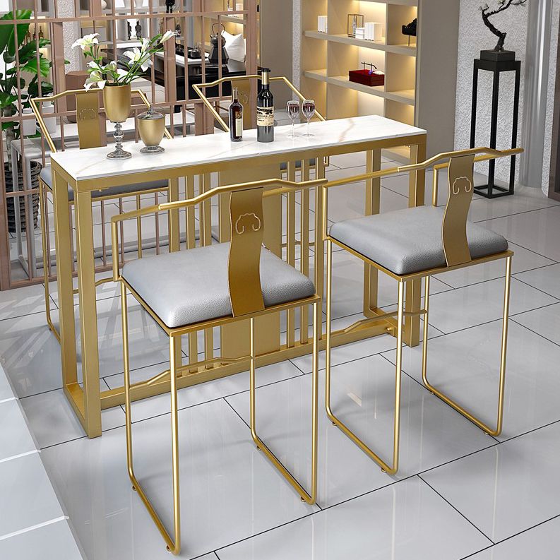 Traditional Luxury Bar Table Set 1/3/5 Pieces Counter Set with Gold Base