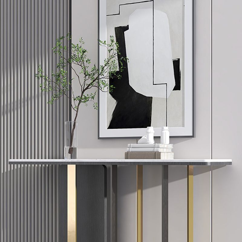 13"W Contemporary Console Table Stone White Rectangle Console Sofa Table