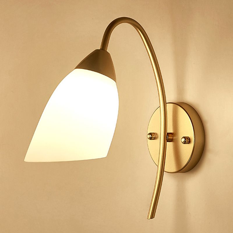 Metal Modern Wall Sconce Geometric Shape Vanity Light with Glass Shade for Bathroom