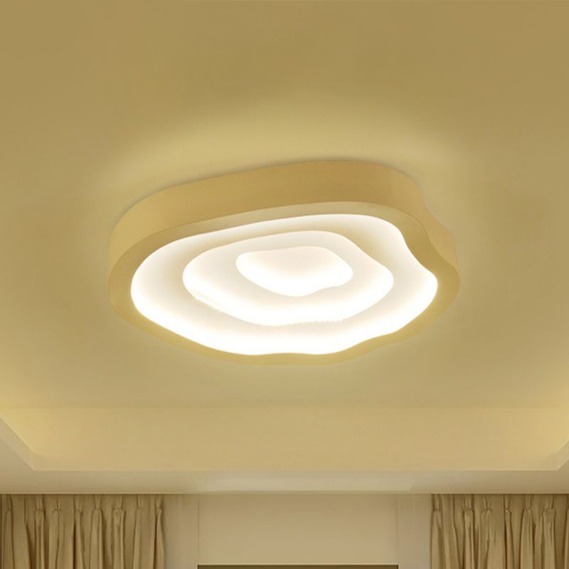 21"/25" Wide Tree-Ring Ceiling Mounted Light Minimalist White LED Flush Mount Lamp in White/3 Color Light