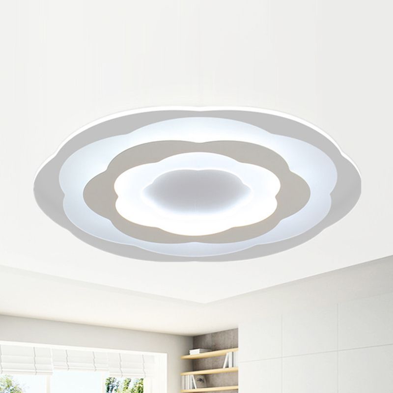 Ultrathin Layered Flower Ceiling Light Modernist Acrylic White 16.5"/20.5" Wide LED Flush Mount Lighting for Bedroom