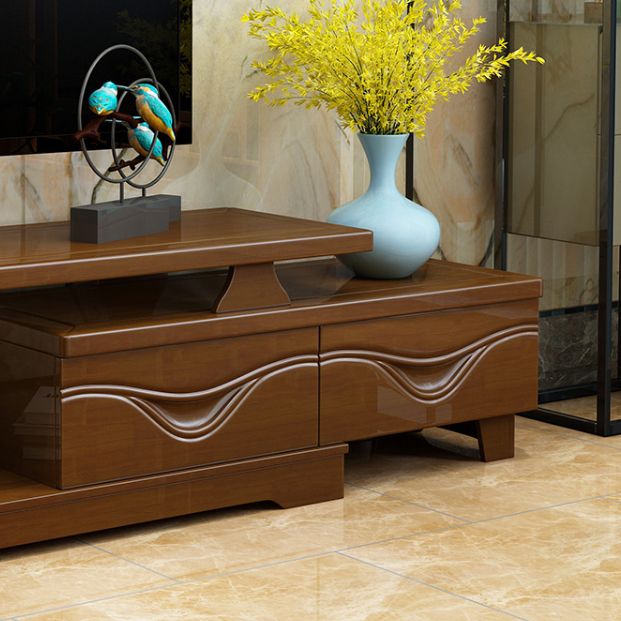 Traditional TV Media Stand with Drawers Rubberwood Media Console