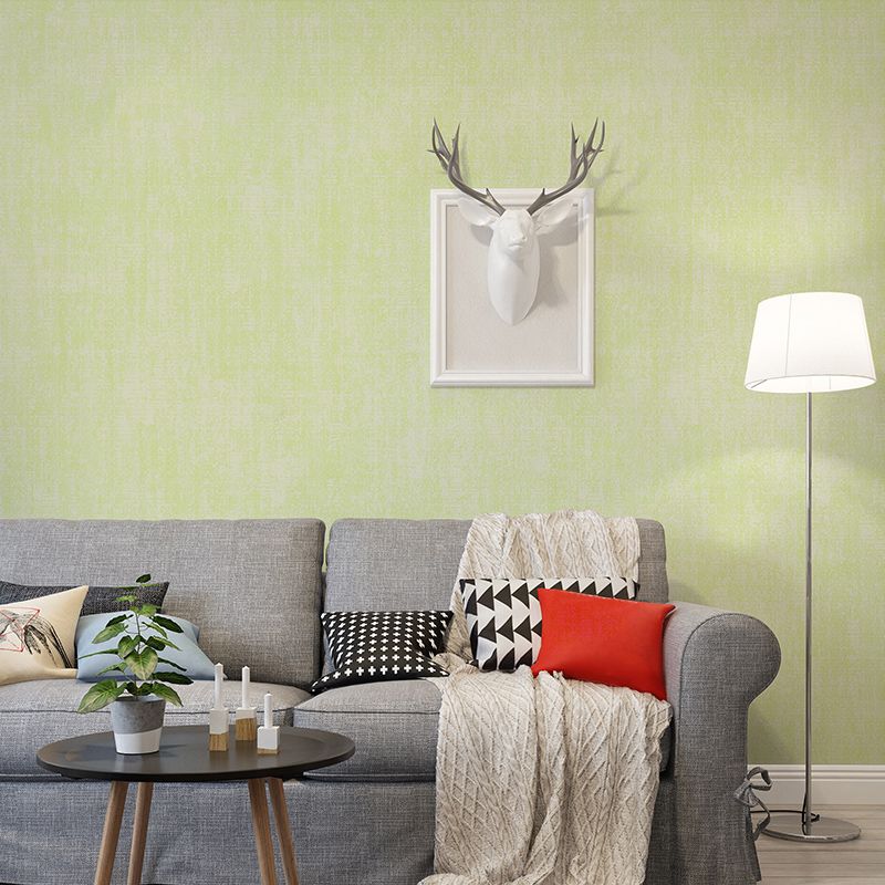 Nordic Soft Color Non-Woven Wallpaper Roll Textured Solid Unpasted Wall Covering