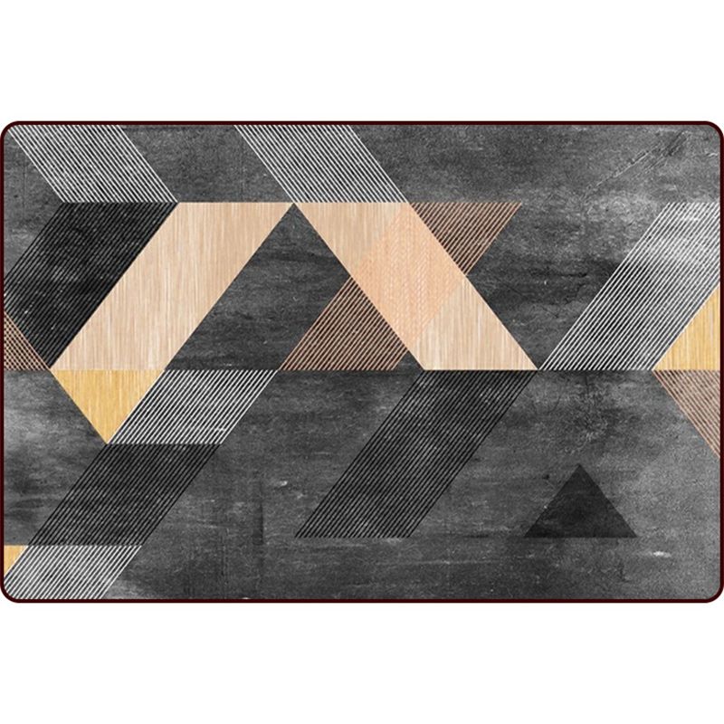 Black Bedroom Rug Modern Color Block Stripe Pattern Area Rug Polyester Anti-Slip Carpet