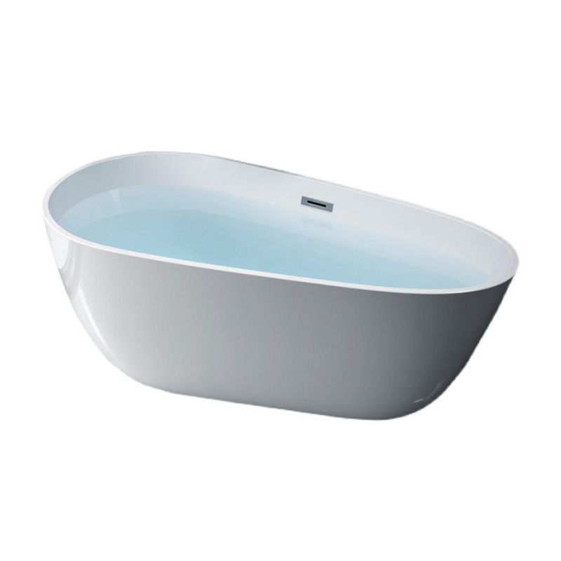 Modern Acrylic Bathtub Freestanding Soaking Bathtub with Drain Bathtub and Overflow Hole