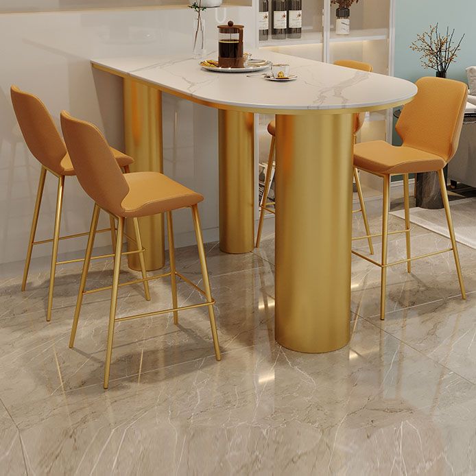 White Stone Top Counter Set Modern 1/2/5 Pieces Indoor Bar Stool and Table Set