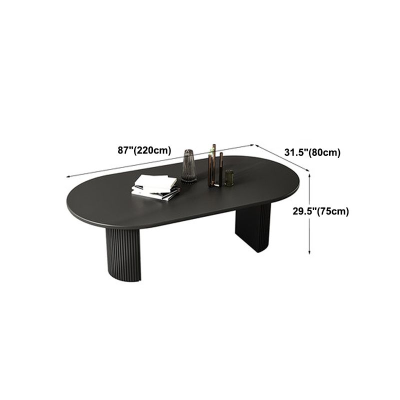 Pine Solid Wood Dining Table Double Pedestal Table in Black for Kitchen