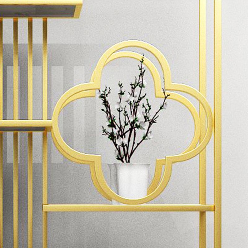 12" D Black / Gold Bookshelf Modern Iron Frame Open Storage Bookcase with Multi Shelves