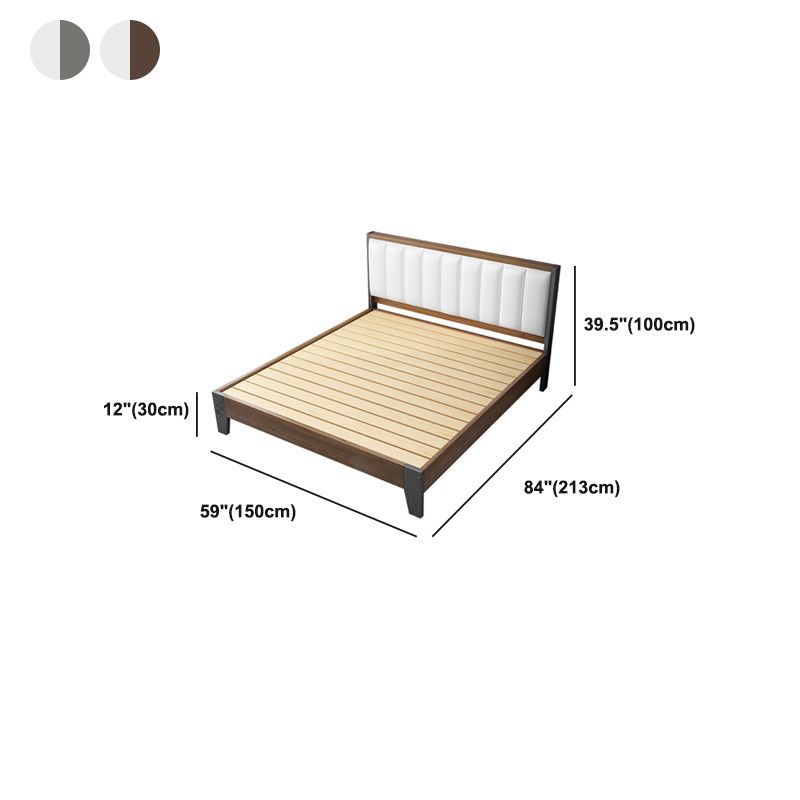 Modern Panel Wood Standard Bed with Rectangular Headboard for Bedroom