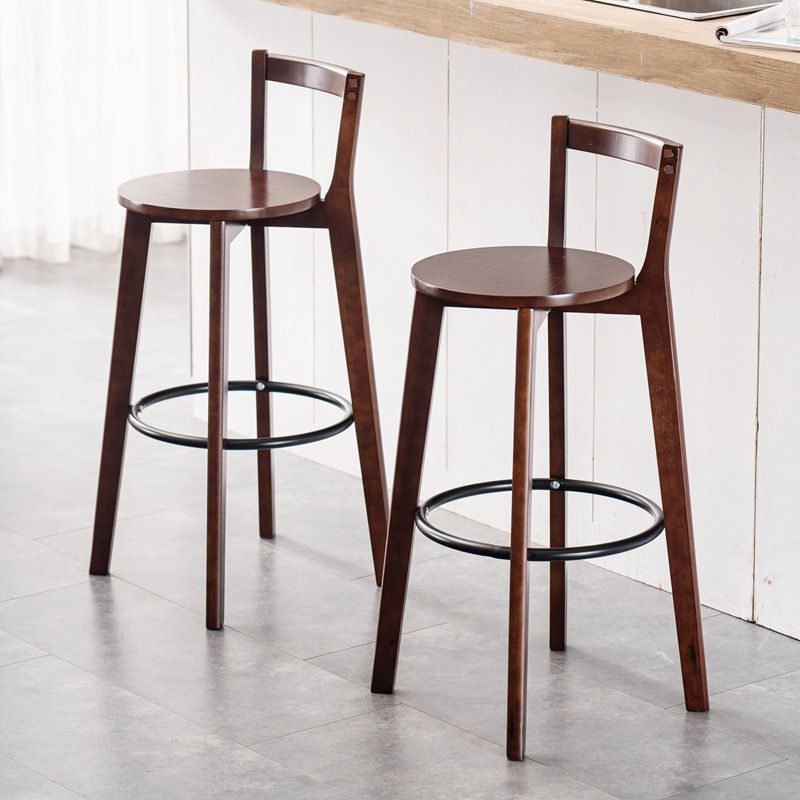 Contemporary Wood Kitchen Dining Room Armless Stool Low Back Bar Stool