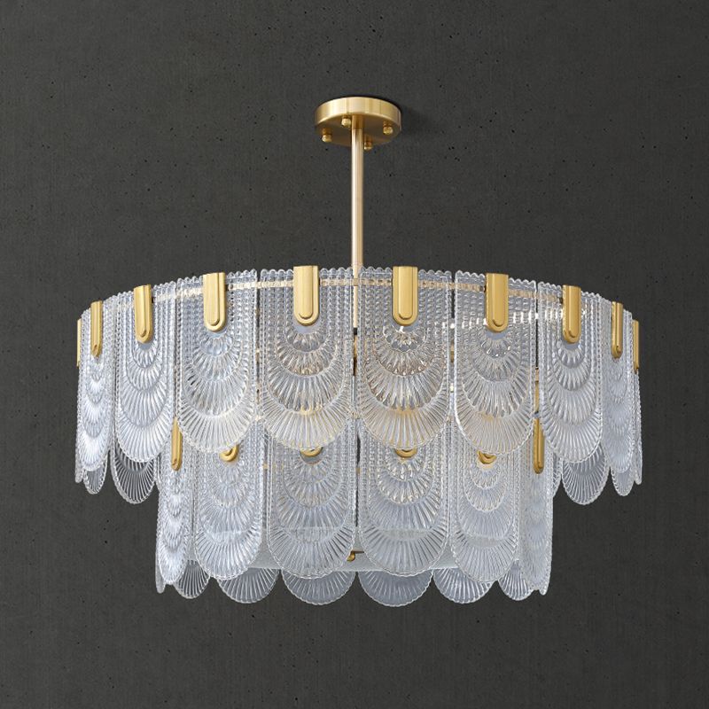 Gold Modern Metal Ceiling Light Geometric Shape Island Lamp with Glass Shade for Bedroom