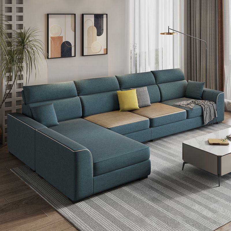Modern 4-Seater Sofa with Square Arms for Living Room Reversible Sectional