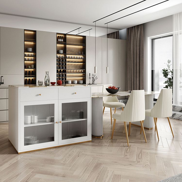Metal Modern Free Form Indoor Table Sintered Stone Table for Kitchen and Dining Room