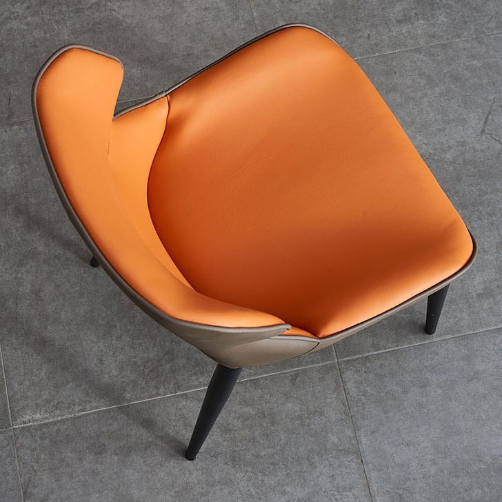Faux Leather and Metal Armless Dining Chairs Modern Side Chair