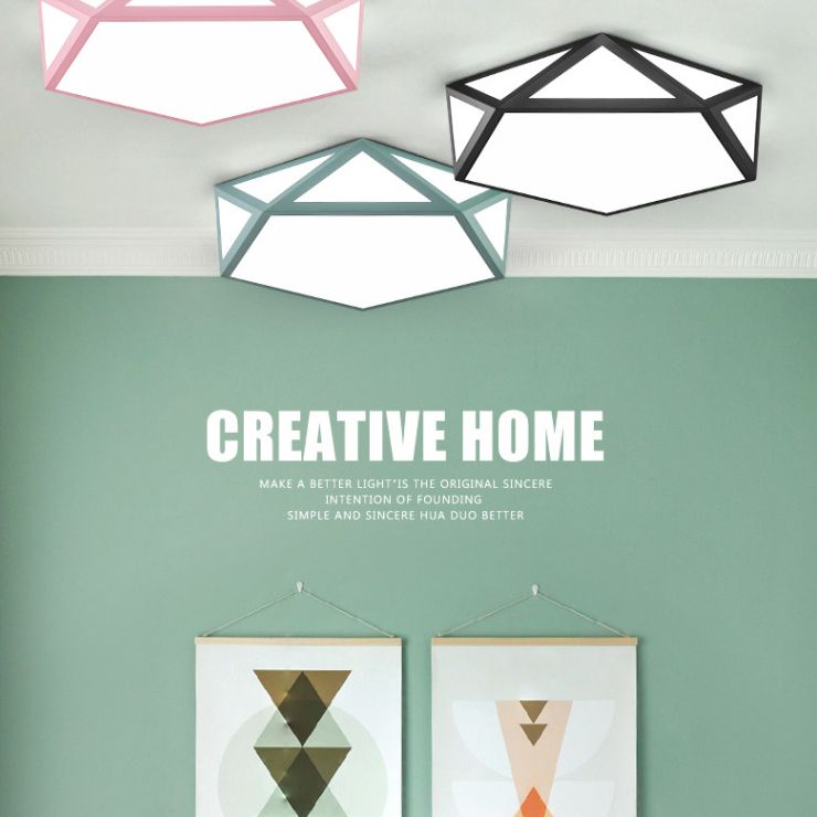 Nordic Style Flush Mount Ceiling Lamp Diamond Shape LED Flush Mount Lighting for Bedroom