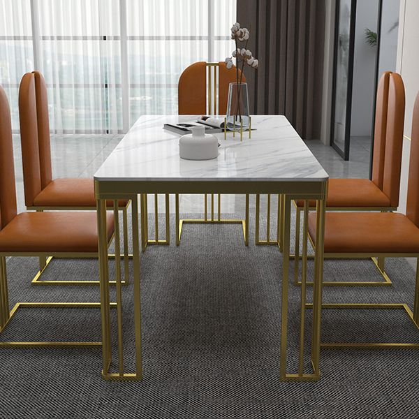 Metal Traditional Luxury Rectangle Indoor Table Marble Top Table with 4 Legs