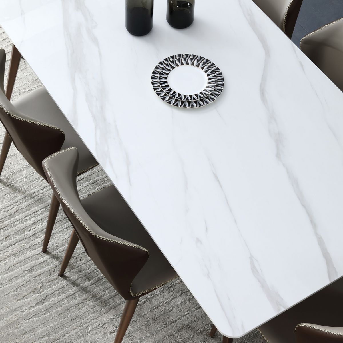 Mid-Century Modern Sintered Stone Table 4 Legs Rectangle Table for Home