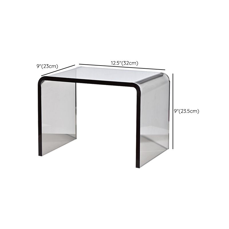 Modern Rectangular Glass Side End Table Sled Side Table for Living Room