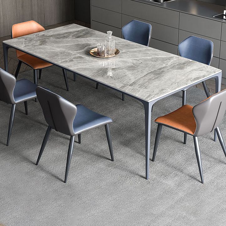 Rectangle Sintered Stone Dining Table Industrial Style 4 Legs Base Table for Home