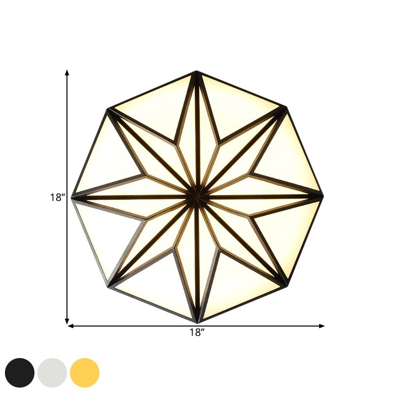 Geometric Great Room Flush Light Acrylic LED Simplicity Ceiling Mounted Fixture in Black/White/Gold